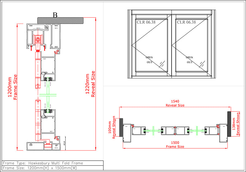 Bi-Fold Servery Window H1200 x W1500