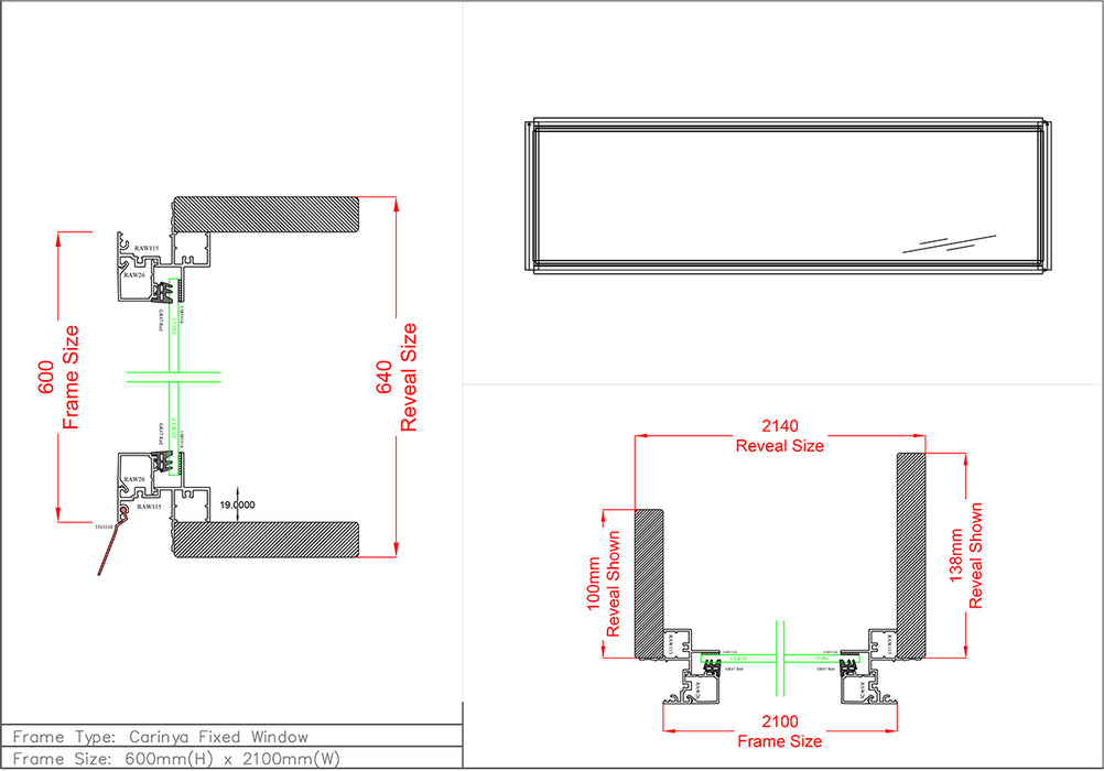 Fixed Window H600 x W2100