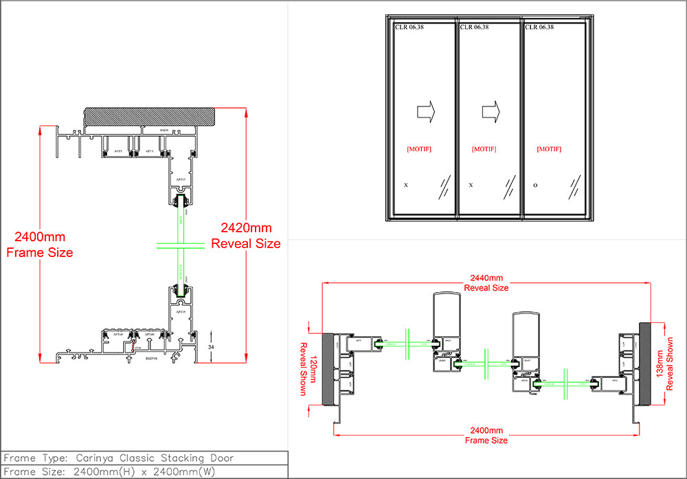 Sliding Door H2400 x W2400 Three Panel